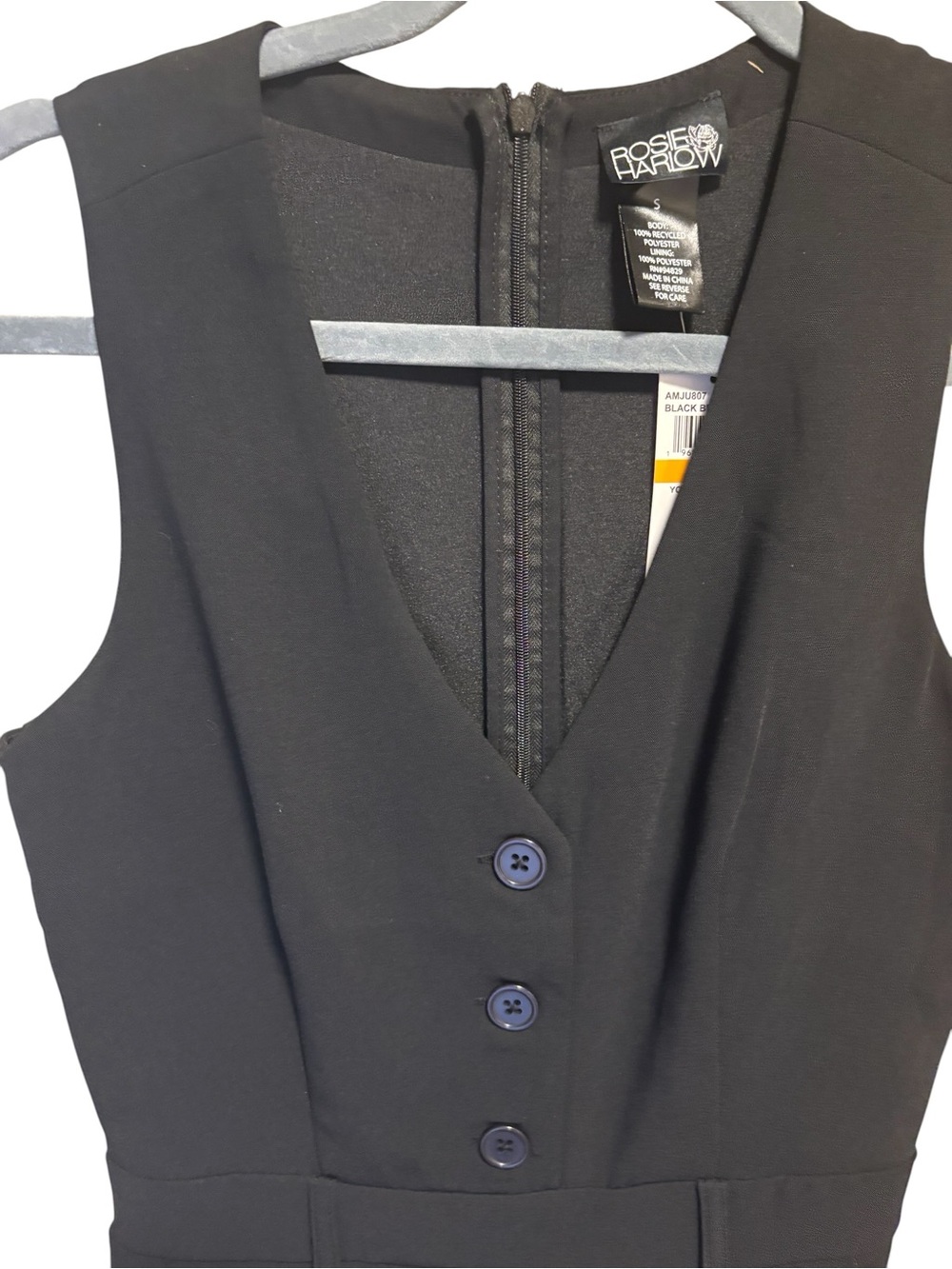 Rosie Harlow Women's Black Wide-Leg Button-Front Jumpsuit - Picture 5 of 9